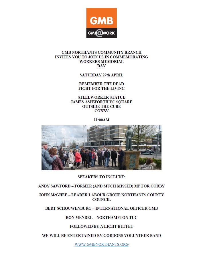 Workers memorial day commemorations Corby 2017